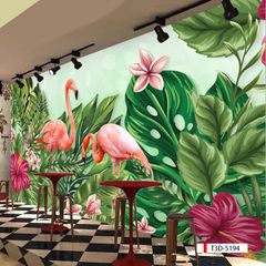 TRANH VẢI DÁN TƯỜNG 3D NHÀ HÀNG, CAFE - TRANH DÁN TƯỜNG TROPICAL NHIỆT ĐỚI | MÃ T3D-5194