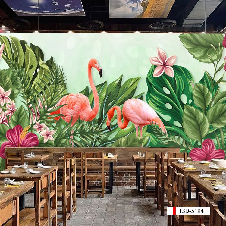 TRANH VẢI DÁN TƯỜNG 3D NHÀ HÀNG, CAFE - TRANH DÁN TƯỜNG TROPICAL NHIỆT ĐỚI | MÃ T3D-5194