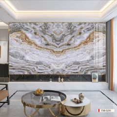 TRANH PVC ỐP TƯỜNG - VÁCH TRANG TRÍ TIVI PHÒNG KHÁCH - TRANH VÂN ĐÁ ĐỐI XỨNG | MÃ T3D-5235