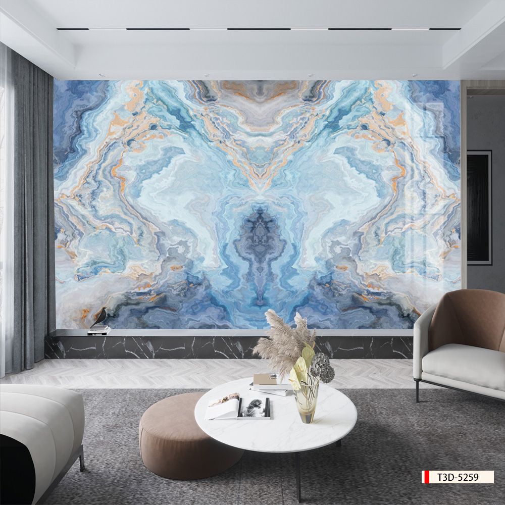 TRANH PVC ỐP TƯỜNG - VÁCH TRANG TRÍ PHÒNG KHÁCH - TRANH VÂN ĐÁ ĐỐI XỨNG | MÃ T3D-5259