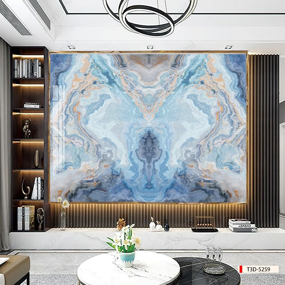 TRANH PVC ỐP TƯỜNG - VÁCH TRANG TRÍ PHÒNG KHÁCH - TRANH VÂN ĐÁ ĐỐI XỨNG | MÃ T3D-5259