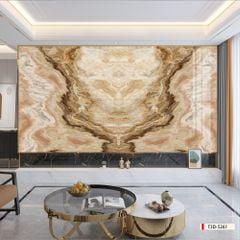 TRANH PVC ỐP TƯỜNG - VÁCH TRANG TRÍ PHÒNG KHÁCH - TRANH VÂN ĐÁ ĐỐI XỨNG | MÃ T3D-5261