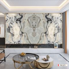 TRANH PVC ỐP TƯỜNG - VÁCH TRANG TRÍ TIVI PHÒNG KHÁCH - TRANH VÂN ĐÁ ĐỐI XỨNG | MÃ T3D-5273