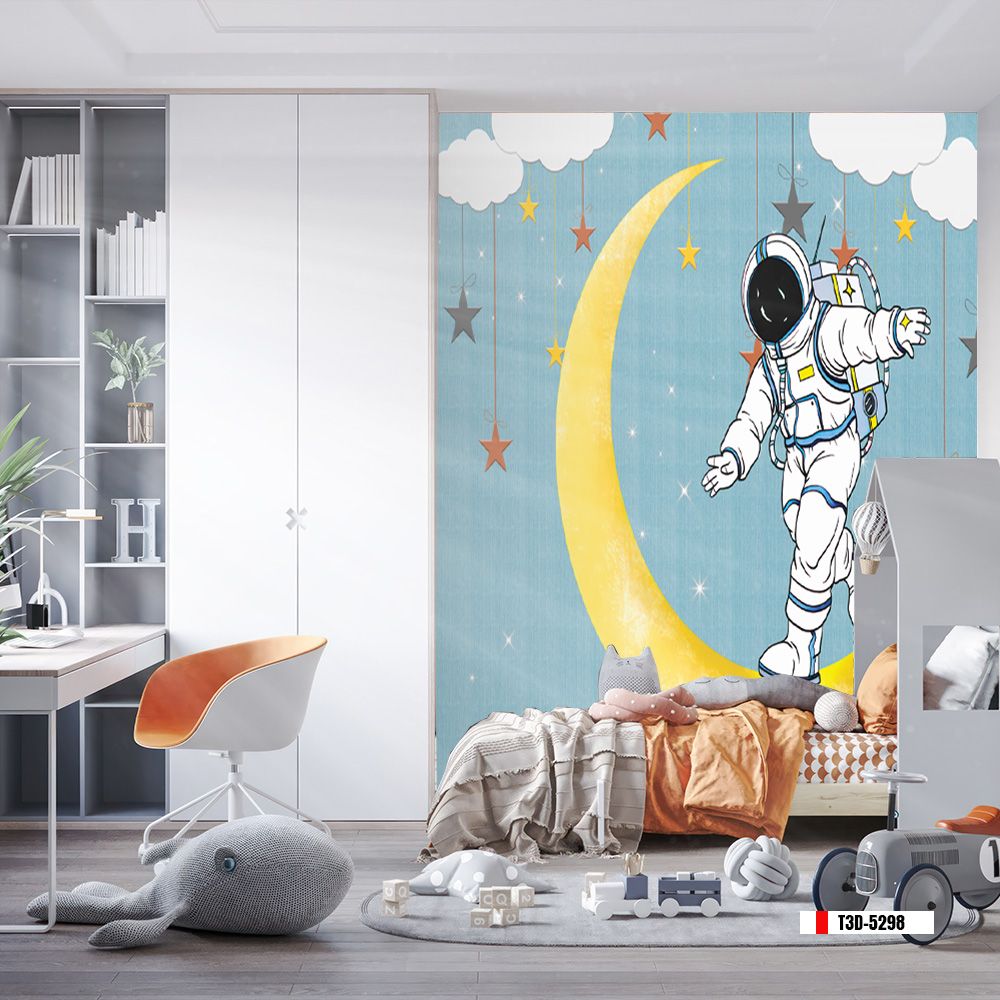 TRANH VẢI DÁN TƯỜNG 3D - TRANH DÁN TƯỜNG PHÒNG NGỦ BÉ TRAI | MÃ T3D-5298