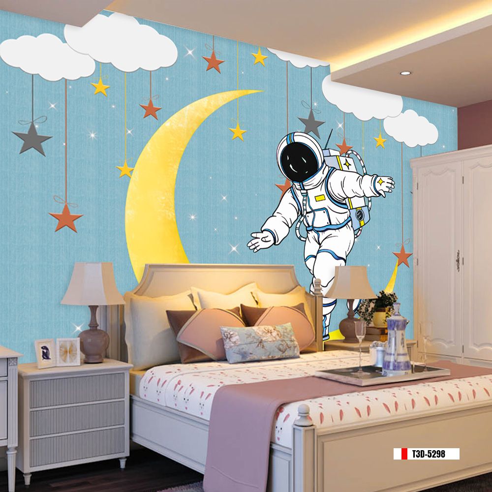 TRANH VẢI DÁN TƯỜNG 3D - TRANH DÁN TƯỜNG PHÒNG NGỦ BÉ TRAI | MÃ T3D-5298
