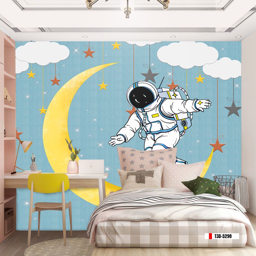TRANH VẢI DÁN TƯỜNG 3D - TRANH DÁN TƯỜNG PHÒNG NGỦ BÉ TRAI | MÃ T3D-5298