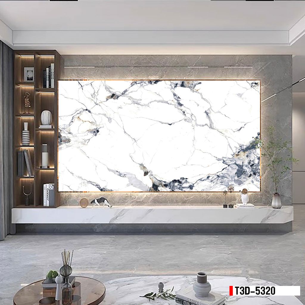 TRANH PVC ỐP TƯỜNG - TRANG TRÍ PHÒNG KHÁCH - TRANH VÂN ĐÁ MÃ NÃO | MÃ T3D-5320