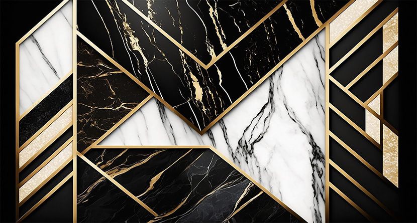 TRANH PVC ỐP TƯỜNG - VÁCH TRANG TRÍ TIVI PHÒNG KHÁCH - TRANH VÂN ĐÁ HIỆN ĐẠI KẾT HỢP | T3D-5373