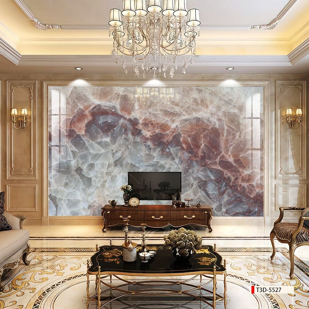 TRANH PVC ỐP TƯỜNG - VÁCH TRANG TRÍ TIVI PHÒNG KHÁCH - TRANH VÂN ĐÁ TRẮNG - VÂN MÂY | MÃ T3D-5527