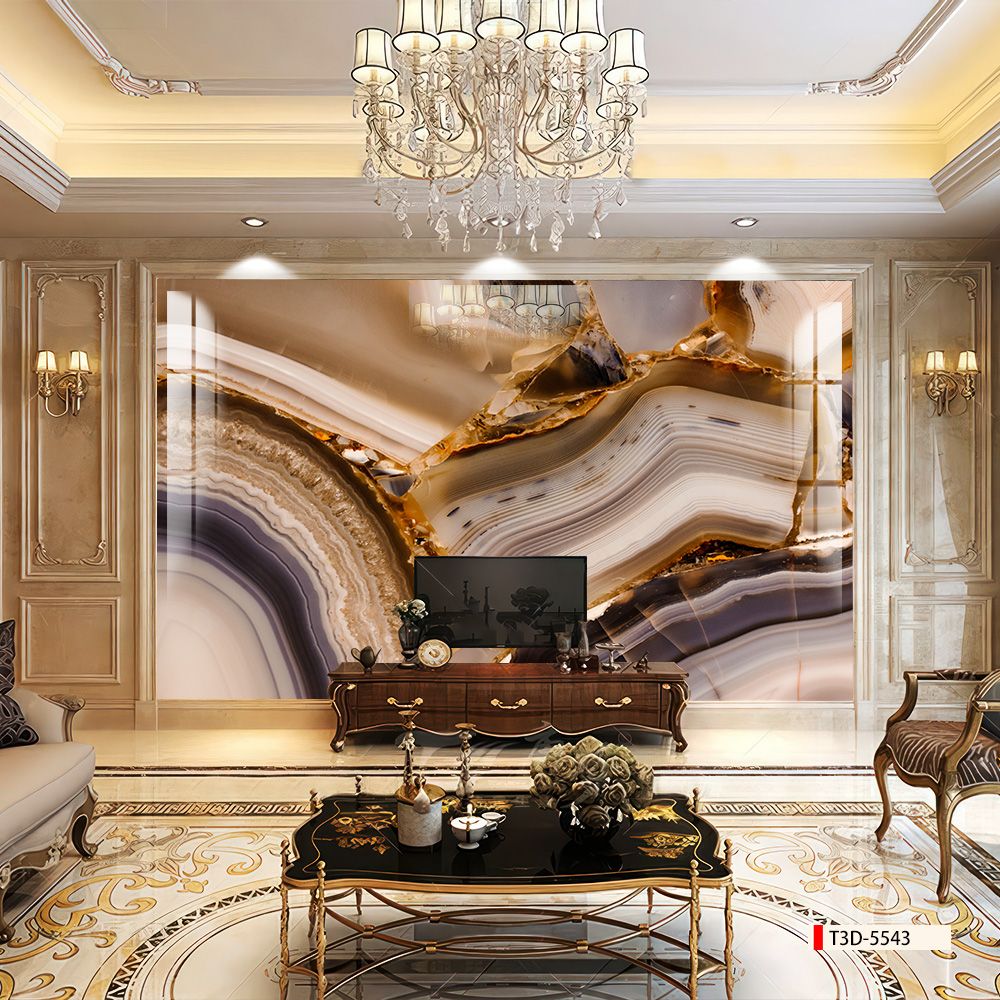 TRANH PVC ỐP TƯỜNG - VÁCH TRANG TRÍ QUẦY LỄ TÂN - TRANH VÂN ĐÁ TRẮNG - VÂN MÂY | MÃ T3D-5543