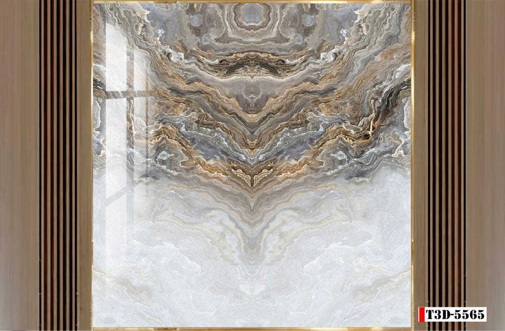 BST10 - TẤM PVC ỐP TƯỜNG - PHÒNG KHÁCH VÁCH TIVI - TRANH VÂN ĐÁ ĐỐI XỨNG - KHỔ LỚN