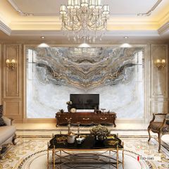 TRANH PVC ỐP TƯỜNG - VÁCH TRANG TRÍ TIVI PHÒNG KHÁCH - TRANH VÂN ĐÁ ĐỐI XỨNG | MÃ T3D-5565