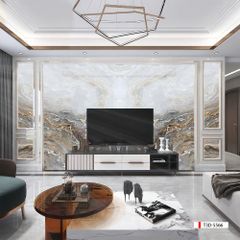 TRANH PVC ỐP TƯỜNG - VÁCH TRANG TRÍ TIVI PHÒNG KHÁCH - TRANH VÂN ĐÁ ĐỐI XỨNG | MÃ T3D-5566
