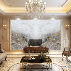 TRANH PVC ỐP TƯỜNG - VÁCH TRANG TRÍ TIVI PHÒNG KHÁCH - TRANH VÂN ĐÁ ĐỐI XỨNG | MÃ T3D-5566