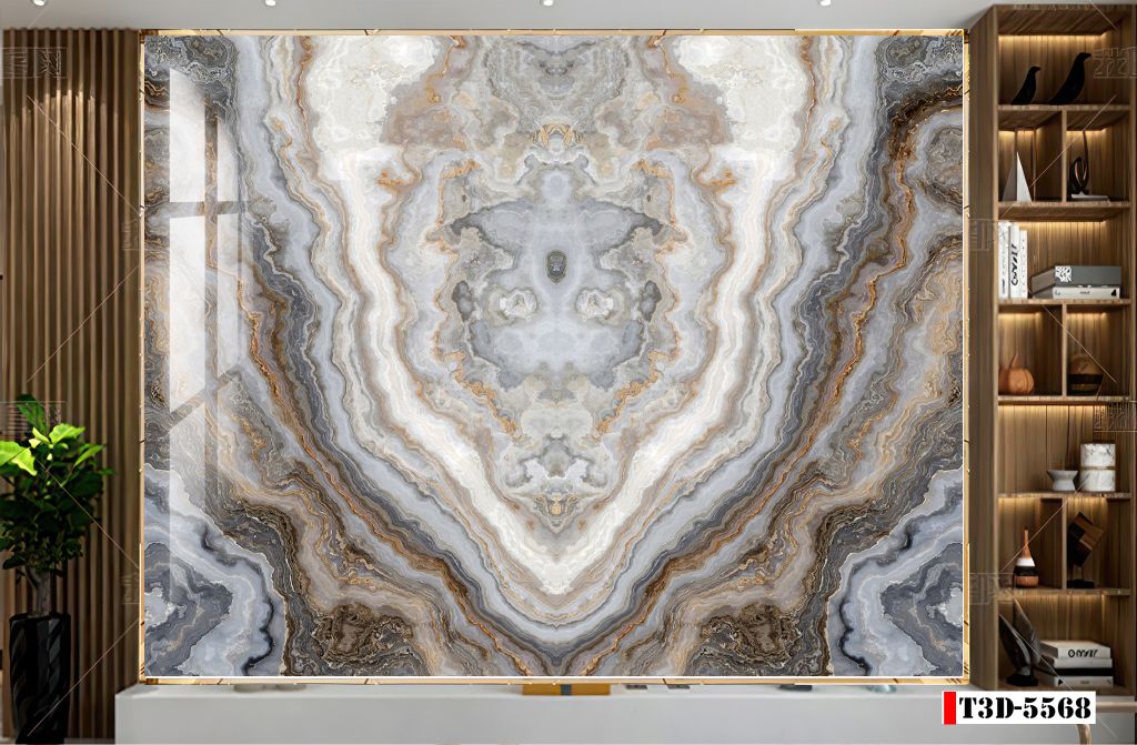 BST10 - TẤM PVC ỐP TƯỜNG - PHÒNG KHÁCH VÁCH TIVI - TRANH VÂN ĐÁ ĐỐI XỨNG - KHỔ LỚN