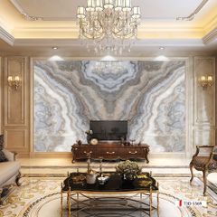 TRANH PVC ỐP TƯỜNG - VÁCH TRANG TRÍ TIVI PHÒNG KHÁCH - TRANH VÂN ĐÁ ĐỐI XỨNG | MÃ T3D-5569