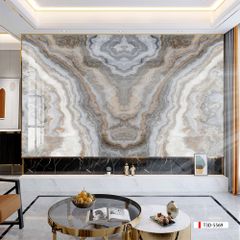 TRANH PVC ỐP TƯỜNG - VÁCH TRANG TRÍ TIVI PHÒNG KHÁCH - TRANH VÂN ĐÁ ĐỐI XỨNG | MÃ T3D-5569