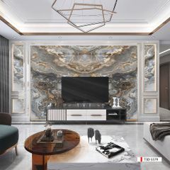 TRANH PVC ỐP TƯỜNG - VÁCH TRANG TRÍ PHÒNG KHÁCH - TRANH VÂN ĐÁ ĐỐI XỨNG | MÃ T3D-5579