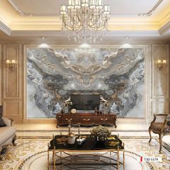 TRANH PVC ỐP TƯỜNG - VÁCH TRANG TRÍ PHÒNG KHÁCH - TRANH VÂN ĐÁ ĐỐI XỨNG | MÃ T3D-5579