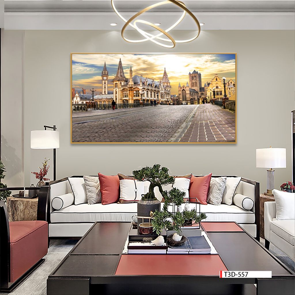 TRANH TREO TƯỜNG PHÒNG KHÁCH - TRANH PHONG CẢNH CHÂU ÂU HIỆN ĐẠI - KHỔ LỚN | MÃ T3D-557