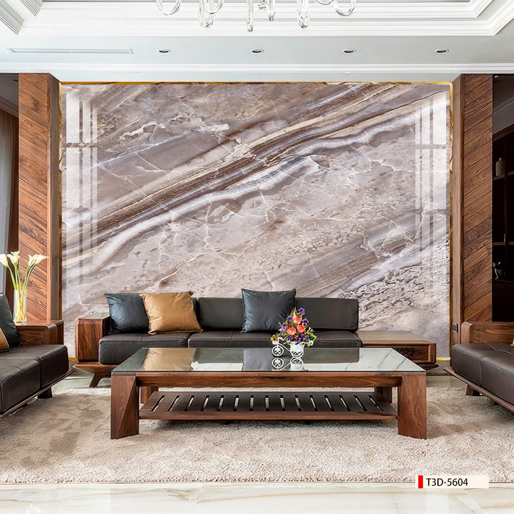 TRANH PVC ỐP TƯỜNG - VÁCH TRANG TRÍ TIVI PHÒNG KHÁCH - TRANH VÂN ĐÁ TRẮNG - VÂN MÂY | MÃ T3D-5604