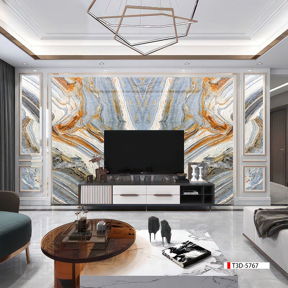 TRANH PVC ỐP TƯỜNG  - TRANH VÂN ĐÁ ĐỐI XỨNG - MÃ T3D-5767