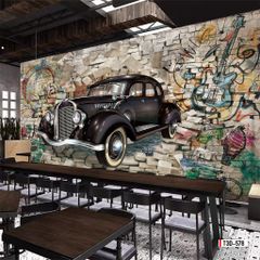 TRANH VẢI DÁN TƯỜNG 3D NHÀ HÀNG, CAFE - MÃ T3D-578