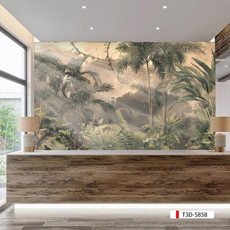 TRANH VẢI DÁN TƯỜNG 3D NHÀ HÀNG, CAFE - TRANH DÁN TƯỜNG TROPICAL NHIỆT ĐỚI | MÃ T3D-5858