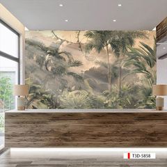 TRANH VẢI DÁN TƯỜNG 3D NHÀ HÀNG, CAFE - TRANH DÁN TƯỜNG TROPICAL NHIỆT ĐỚI | MÃ T3D-5858