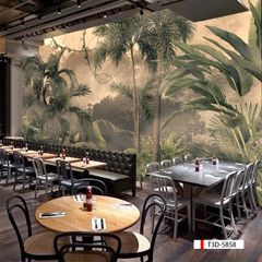 TRANH VẢI DÁN TƯỜNG 3D NHÀ HÀNG, CAFE - TRANH DÁN TƯỜNG TROPICAL NHIỆT ĐỚI | MÃ T3D-5858