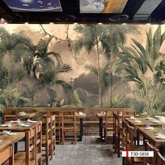 TRANH VẢI DÁN TƯỜNG 3D NHÀ HÀNG, CAFE - TRANH DÁN TƯỜNG TROPICAL NHIỆT ĐỚI | MÃ T3D-5858