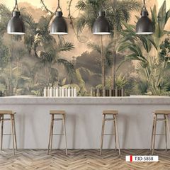 TRANH VẢI DÁN TƯỜNG 3D NHÀ HÀNG, CAFE - TRANH DÁN TƯỜNG TROPICAL NHIỆT ĐỚI | MÃ T3D-5858