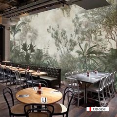 TRANH VẢI DÁN TƯỜNG 3D NHÀ HÀNG, CAFE - TRANH DÁN TƯỜNG TROPICAL NHIỆT ĐỚI | MÃ T3D-5859