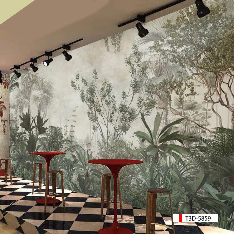 TRANH VẢI DÁN TƯỜNG 3D NHÀ HÀNG, CAFE - TRANH DÁN TƯỜNG TROPICAL NHIỆT ĐỚI | MÃ T3D-5859