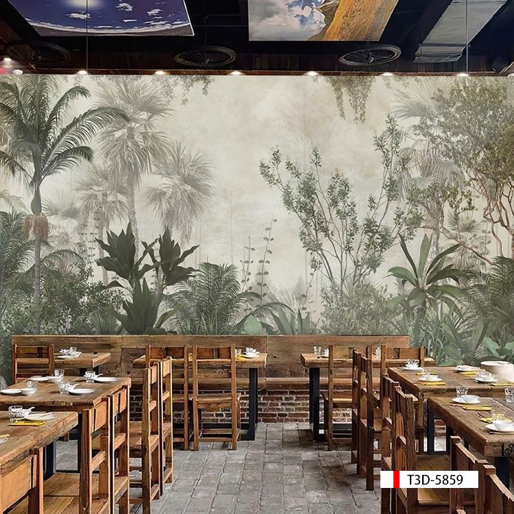TRANH VẢI DÁN TƯỜNG 3D NHÀ HÀNG, CAFE - TRANH DÁN TƯỜNG TROPICAL NHIỆT ĐỚI | MÃ T3D-5859