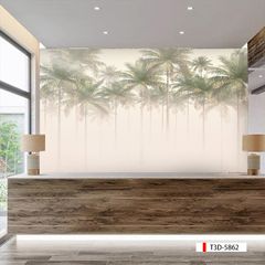 TRANH VẢI DÁN TƯỜNG 3D NHÀ HÀNG, CAFE - TRANH DÁN TƯỜNG TROPICAL NHIỆT ĐỚI | MÃ T3D-5862