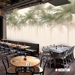 TRANH VẢI DÁN TƯỜNG 3D NHÀ HÀNG, CAFE - TRANH DÁN TƯỜNG TROPICAL NHIỆT ĐỚI | MÃ T3D-5862
