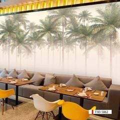 TRANH VẢI DÁN TƯỜNG 3D NHÀ HÀNG, CAFE - TRANH DÁN TƯỜNG TROPICAL NHIỆT ĐỚI | MÃ T3D-5862