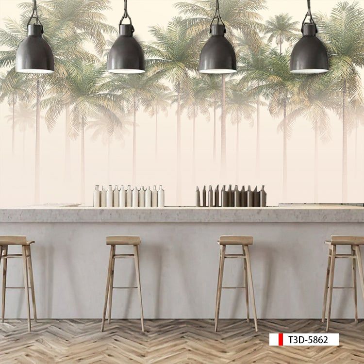 TRANH VẢI DÁN TƯỜNG 3D NHÀ HÀNG, CAFE - TRANH DÁN TƯỜNG TROPICAL NHIỆT ĐỚI | MÃ T3D-5862