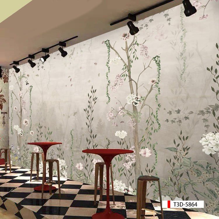 TRANH VẢI DÁN TƯỜNG 3D NHÀ HÀNG, CAFE - TRANH DÁN TƯỜNG TROPICAL NHIỆT ĐỚI | MÃ T3D-5864
