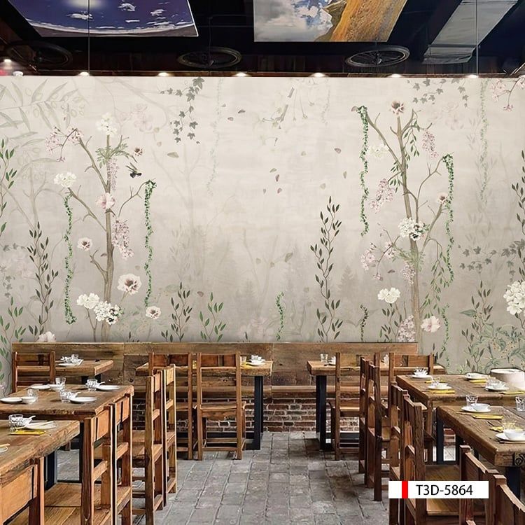 TRANH VẢI DÁN TƯỜNG 3D NHÀ HÀNG, CAFE - TRANH DÁN TƯỜNG TROPICAL NHIỆT ĐỚI | MÃ T3D-5864