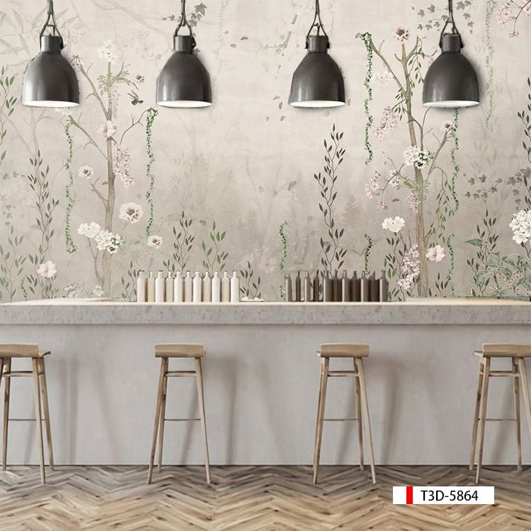 TRANH VẢI DÁN TƯỜNG 3D NHÀ HÀNG, CAFE - TRANH DÁN TƯỜNG TROPICAL NHIỆT ĐỚI | MÃ T3D-5864
