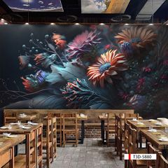 TRANH VẢI DÁN TƯỜNG 3D NHÀ HÀNG, CAFE - TRANH DÁN TƯỜNG TROPICAL NHIỆT ĐỚI | MÃ T3D-5880