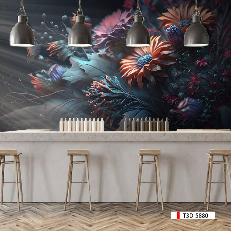 TRANH VẢI DÁN TƯỜNG 3D NHÀ HÀNG, CAFE - TRANH DÁN TƯỜNG TROPICAL NHIỆT ĐỚI | MÃ T3D-5880