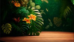 TRANH VẢI DÁN TƯỜNG 3D NHÀ HÀNG, CAFE - TRANH DÁN TƯỜNG TROPICAL NHIỆT ĐỚI | MÃ T3D-5881