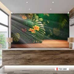 TRANH VẢI DÁN TƯỜNG 3D NHÀ HÀNG, CAFE - TRANH DÁN TƯỜNG TROPICAL NHIỆT ĐỚI | MÃ T3D-5881