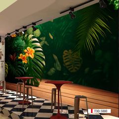 TRANH VẢI DÁN TƯỜNG 3D NHÀ HÀNG, CAFE - TRANH DÁN TƯỜNG TROPICAL NHIỆT ĐỚI | MÃ T3D-5881