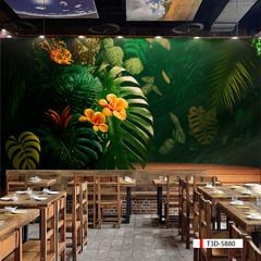 TRANH VẢI DÁN TƯỜNG 3D NHÀ HÀNG, CAFE - TRANH DÁN TƯỜNG TROPICAL NHIỆT ĐỚI | MÃ T3D-5881
