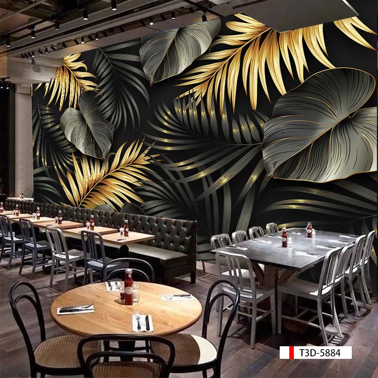 TRANH VẢI DÁN TƯỜNG 3D NHÀ HÀNG, CAFE - TRANH DÁN TƯỜNG TROPICAL NHIỆT ĐỚI | MÃ T3D-5884