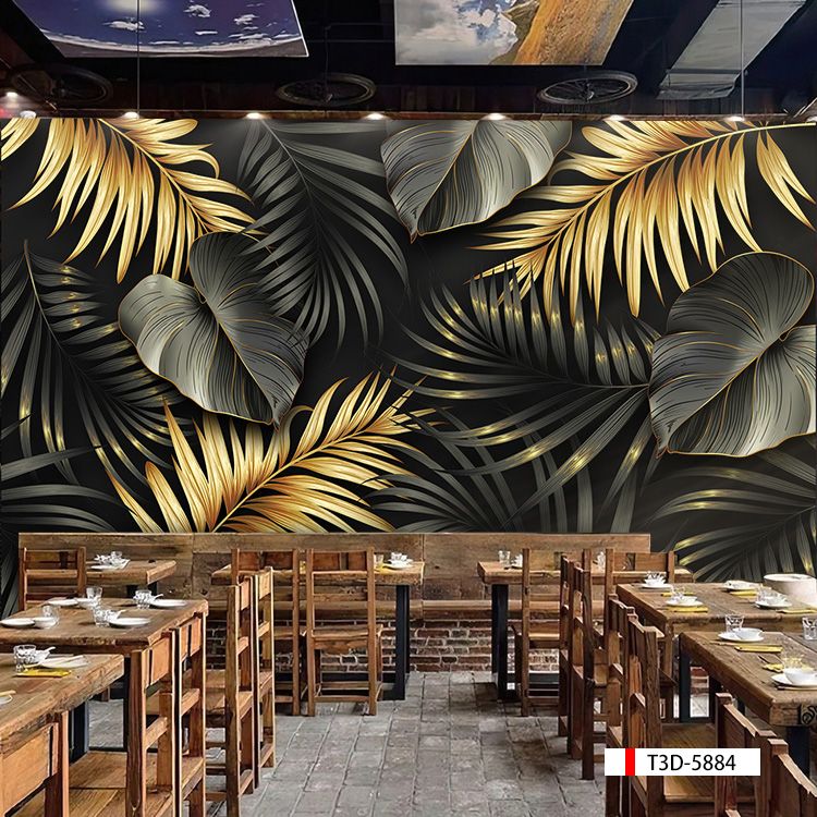 TRANH VẢI DÁN TƯỜNG 3D NHÀ HÀNG, CAFE - TRANH DÁN TƯỜNG TROPICAL NHIỆT ĐỚI | MÃ T3D-5884